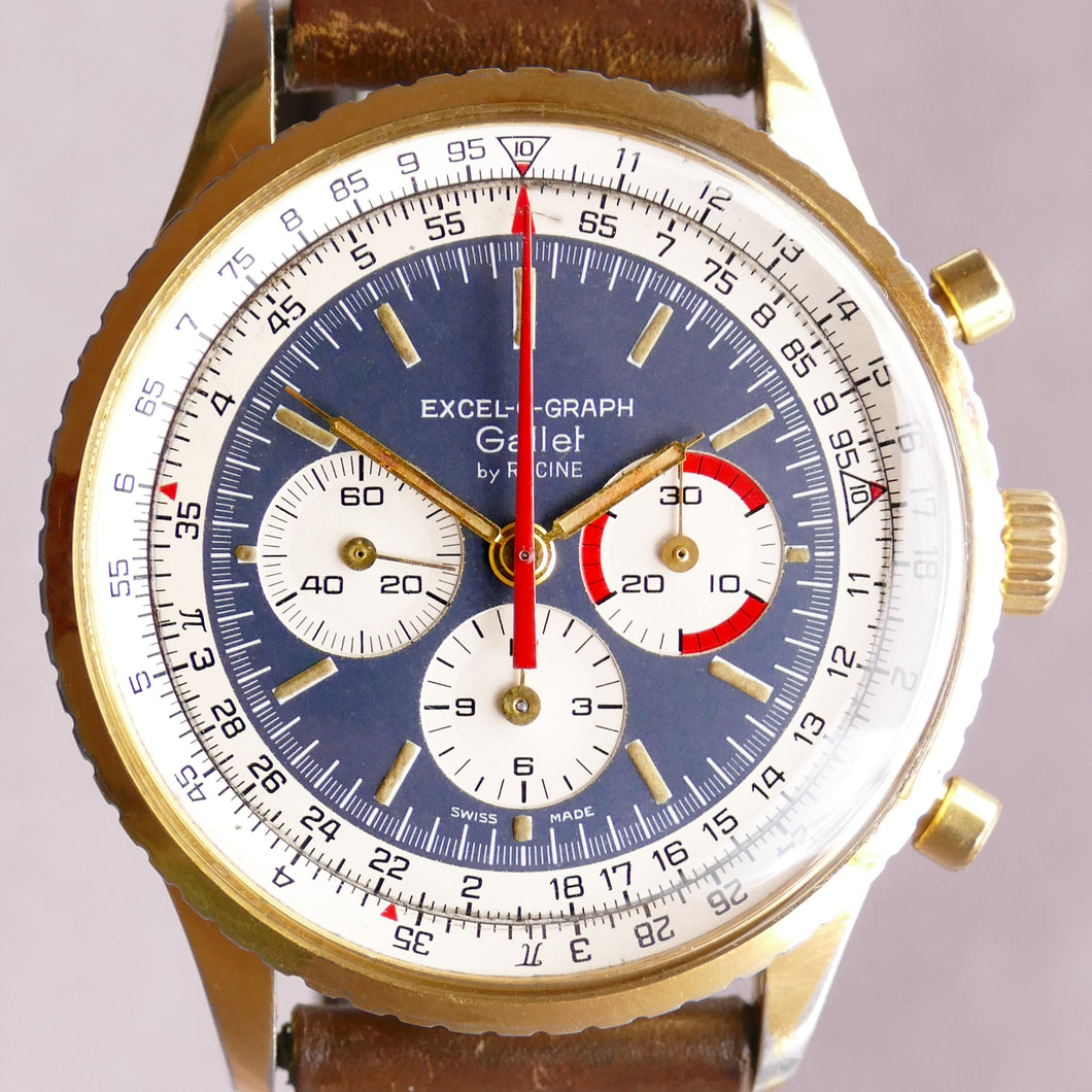 Gallet Excel-O-Graph by Racine Large Vintage Chronograph Watch